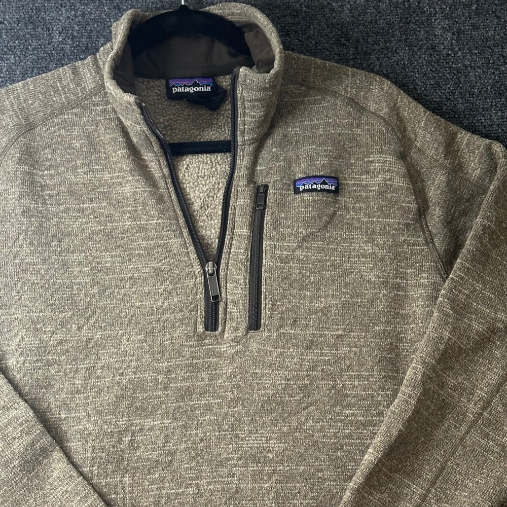Patagonia Better Sweater 1/4 Zip Pullover Mens Brown Heather Fleece Jacket-Mediu
